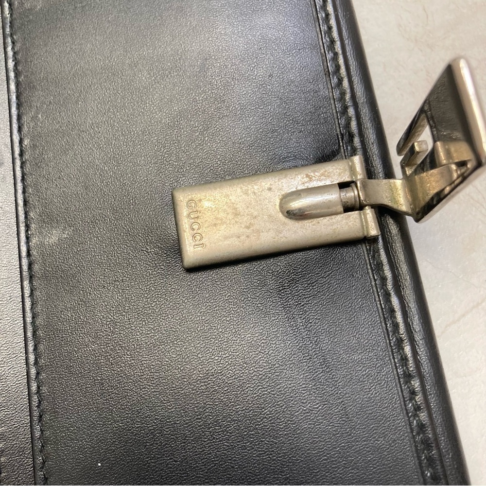 Gucci black leather vintage bling unisex wallet - Picture 10 of 12